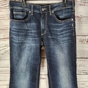Silver Jeans Gordie Mens Jeans 34x32 Loose Fit Straight Leg Dark Wash Stretch